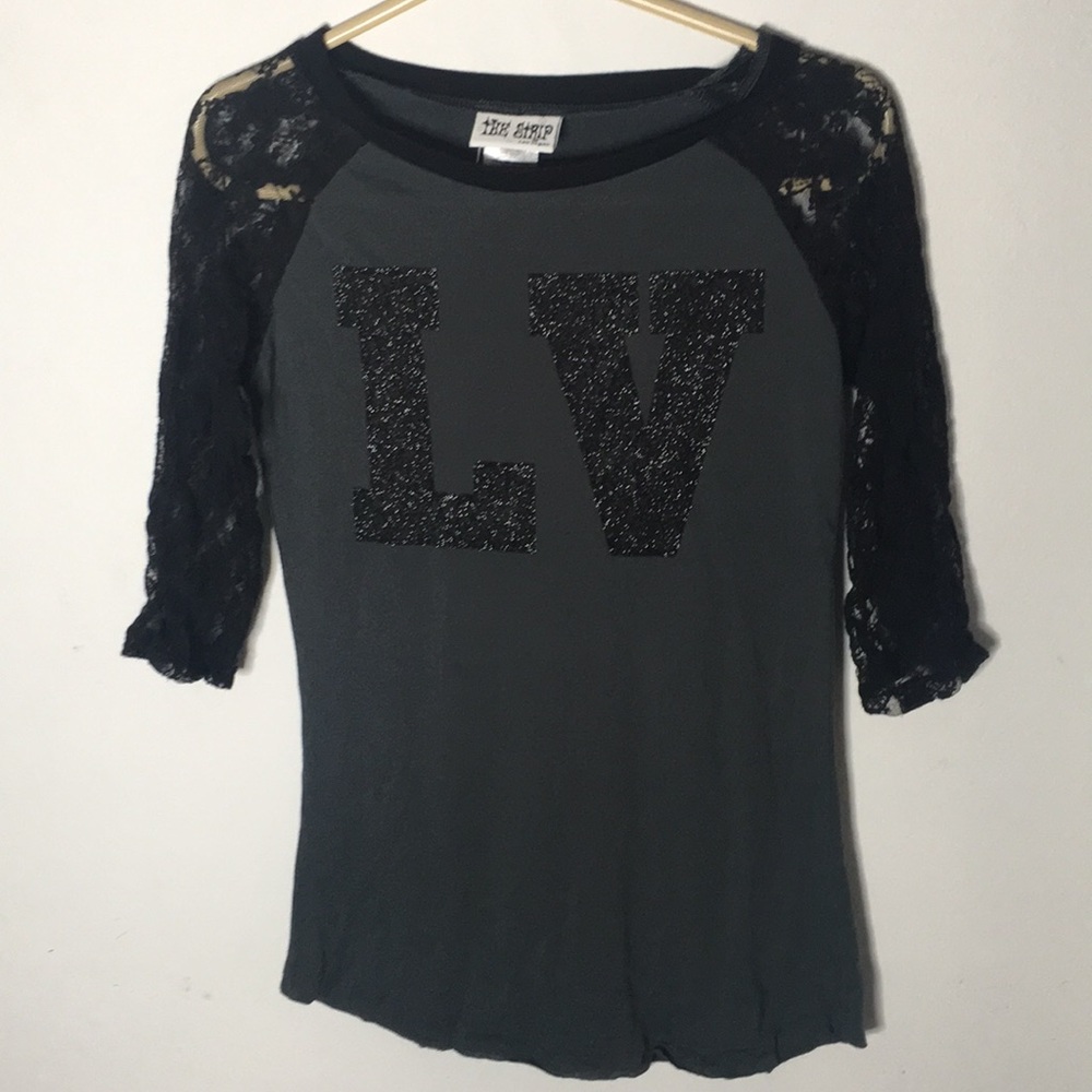 ✨Sparkly LV (Las Vegas) Lace Quarter Sleeve Top
